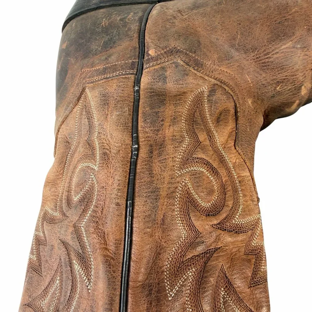 Dan Post Brown Distressed Leather Men 10 EW Extra Wide Cowboy Boot Renegade 2159